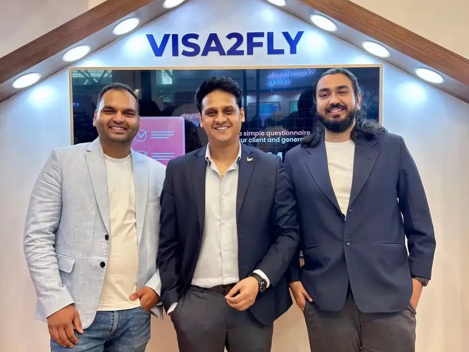 Visa2Fly’s chief technology officer Dhruv Kumar, CEO and co-founder Vijayendra Bawa, and chief business officer Ankur Joshi