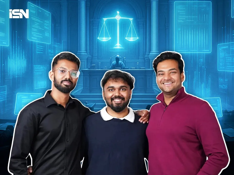 (L-R) Chakshu Masagali, Adithya LHS, and Pratik Pany, Co-founders of Nyayanidhi