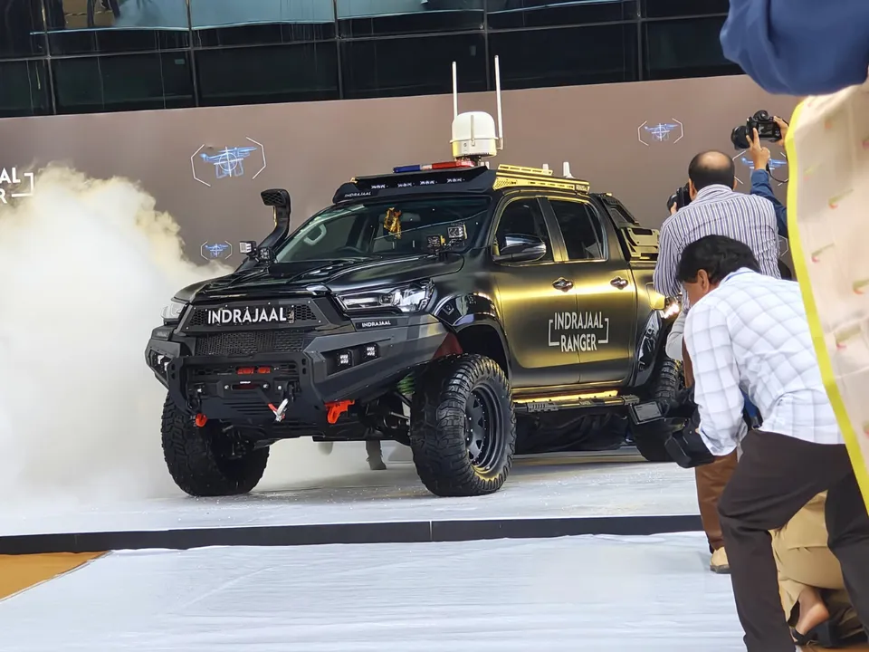 Indrajaal AI-powered Anti-Drone Patrol Vehicle