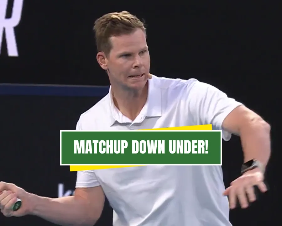 Steve Smith playing tennis 