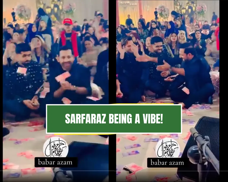 Babar Azam and Sarfaraz Ahmed at Qawwali night of Imam-Ul-Haq’s Wedding (Source: Twitter)