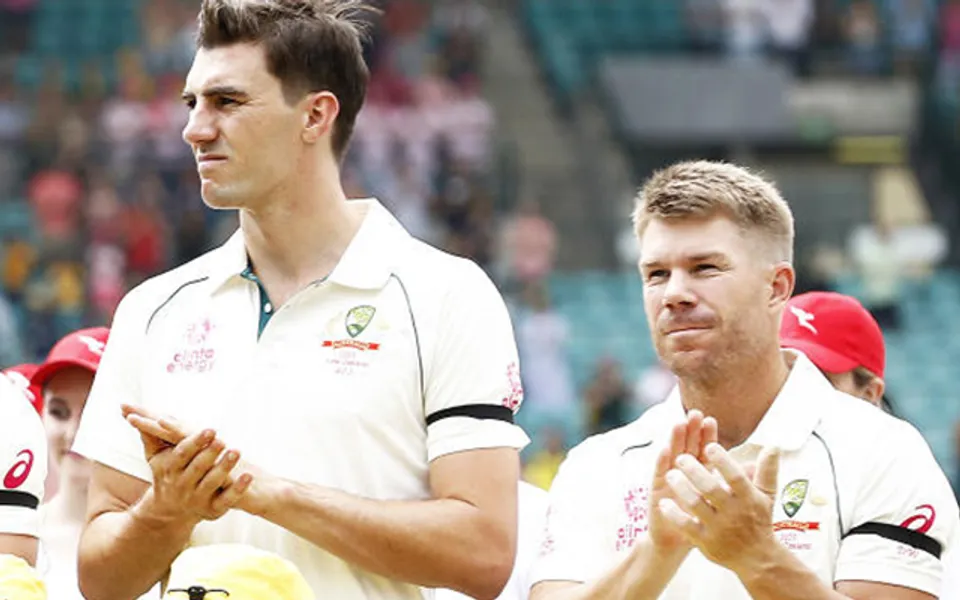 Pat Cummins and David Warner (Source - Twitter)