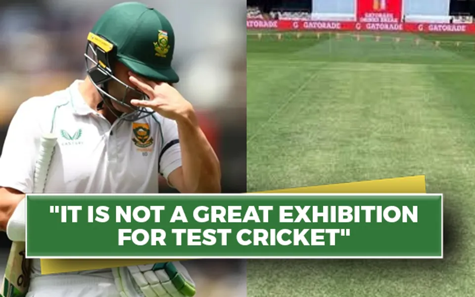 Dean Elgar and Gabba pitch (Source - Twitter)