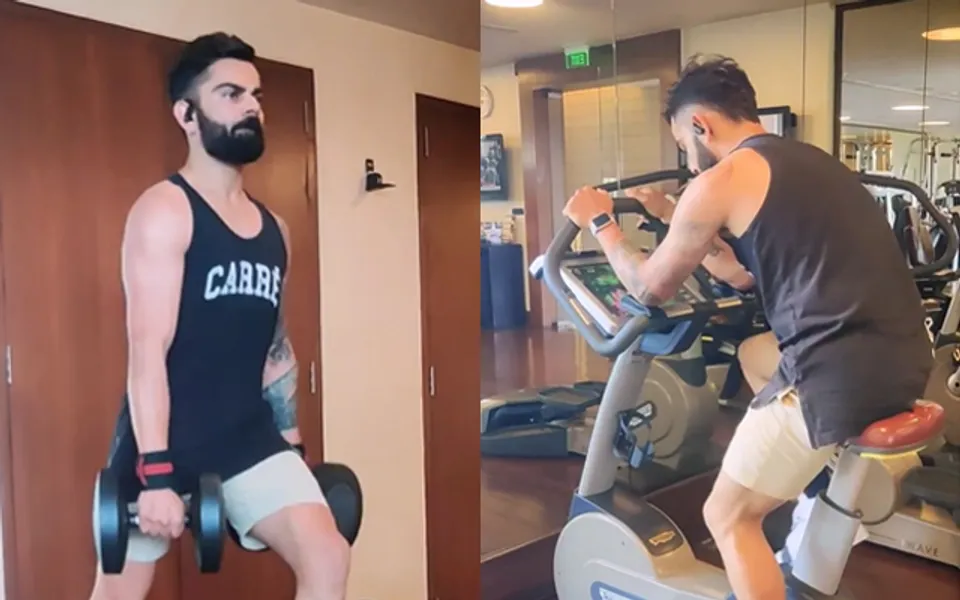 Virat Kohli sweats a hard workout