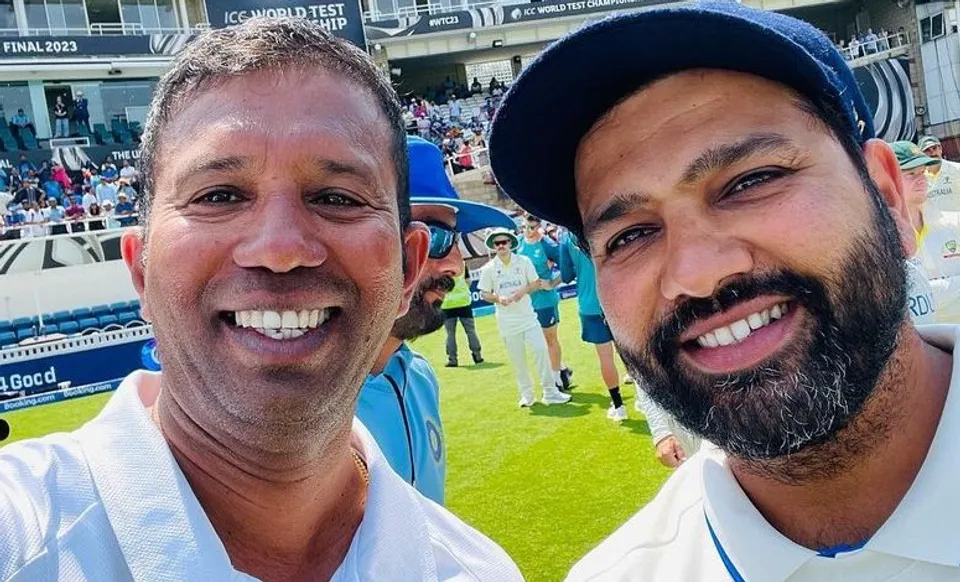 Kumar Dharamsena with Rohit Sharma