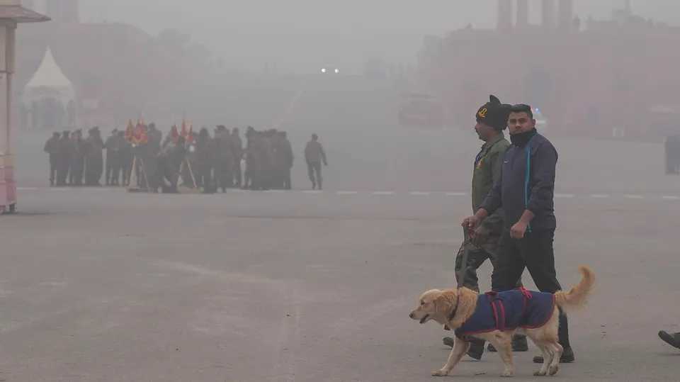 Security personnel during rehearsal for the Republic Day Parade 2024, in New Delhi