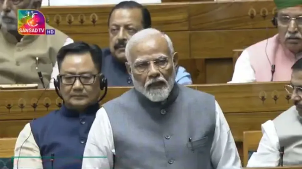 Prime Minister Narendra Modi speaking in the Lok Sabha 