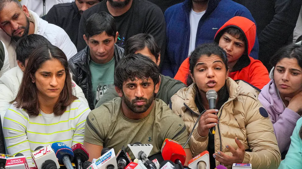 Wrestlers protest against WFI president