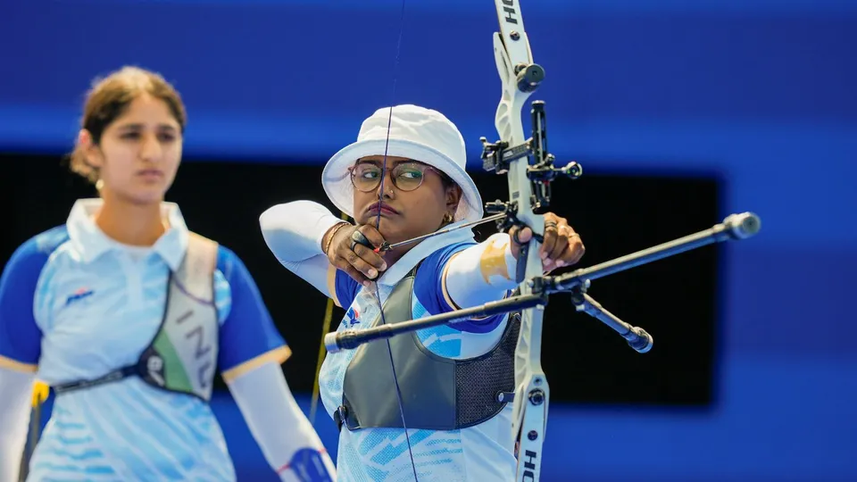 India's Deepika Kumari in action at the 2024 Summer Olympics, in Paris