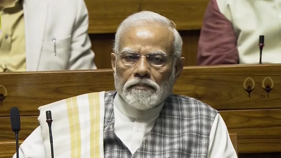 Prime Minister Narendra Modi in the Lok Sabha on the first day of the Winter session of Parliament, in New Delhi