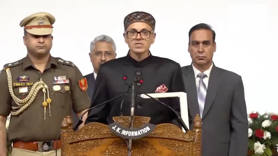 Omar Abdullah takes oath of office as the new chief minister of the union territory of Jammu and Kashmir on Wednesday, October 16, 2024.