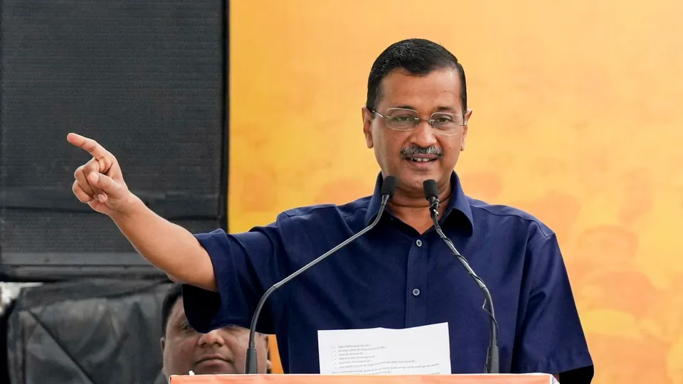 AAP National Convenor Arvind Kejriwal addresses during the launch of the party's 'Jansampark Abhiyan', in New Delhi, Wednesday, Oct. 16, 2024.