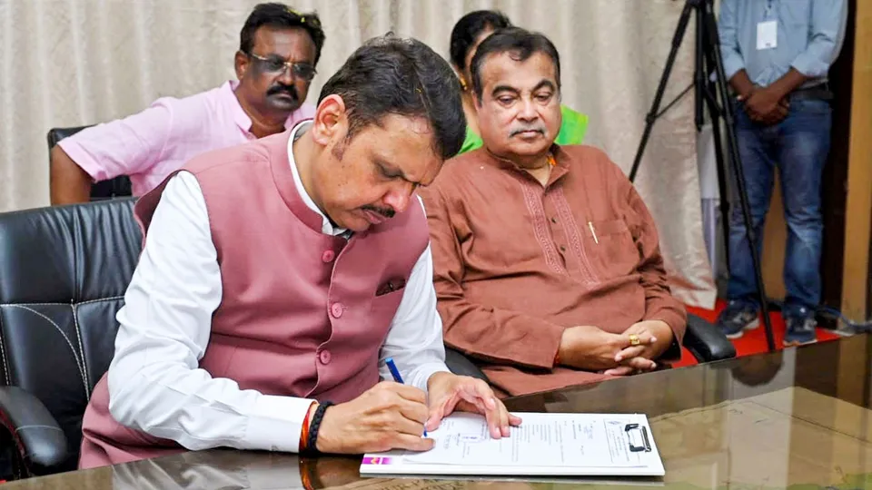 Maharashtra Deputy Chief Minister and BJP candidate from Nagpur South-West Assembly constituency Devendra Fadnavis as the latter files his nomination papers, in Nagpur, Maharashtra, Friday, Oct 25, 2024.