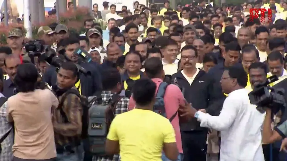 Odisha CM Mohan Charan Majhi participates in 'Run for Unity' in Bhubaneswar.
