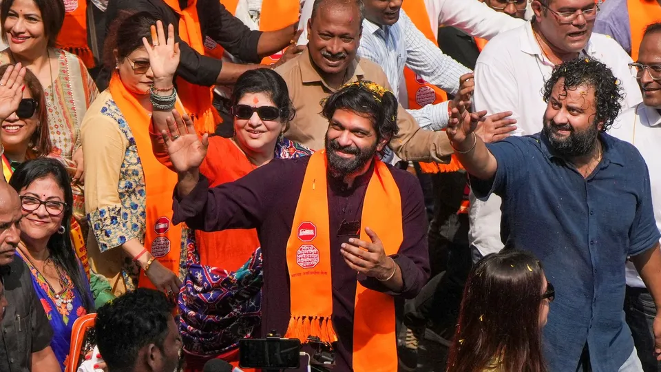 MNS candidate and son of party Chief Raj Thackeray, Amit Thackeray during a rally to file his nomination papers for Maharashtra Assembly elections, in Mumbai, Monday, Oct. 28, 2024.