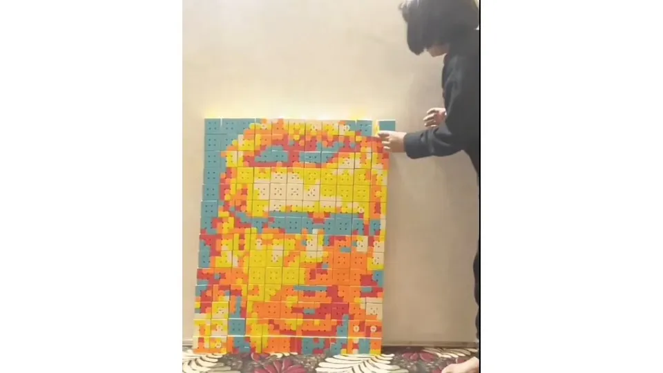 Omar Abdullah's portrait with Rubik's Cubes