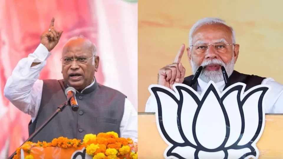 Mallikarjun Kharge and Narendra Modi