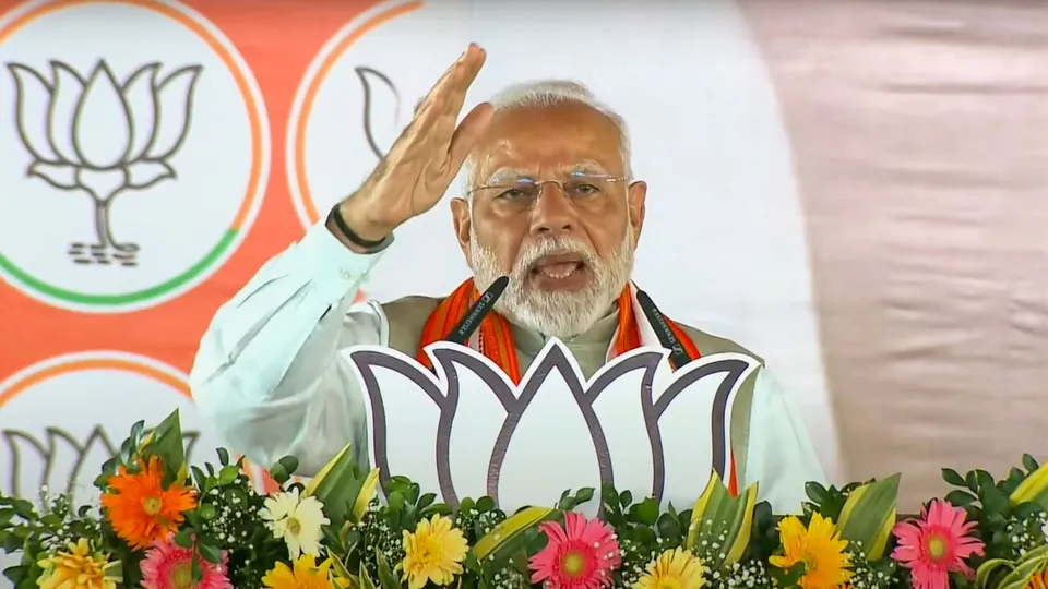 Prime Minister Narendra Modi addresses a public meeting ahead of Jharkhand Assembly elections, in Garhwa district, Jharkhand, Monday, Nov. 4, 2024.