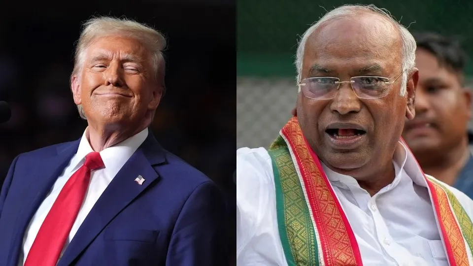 Congress president Mallikarjun Kharge and newly elected president of US Donald Trump (File image)