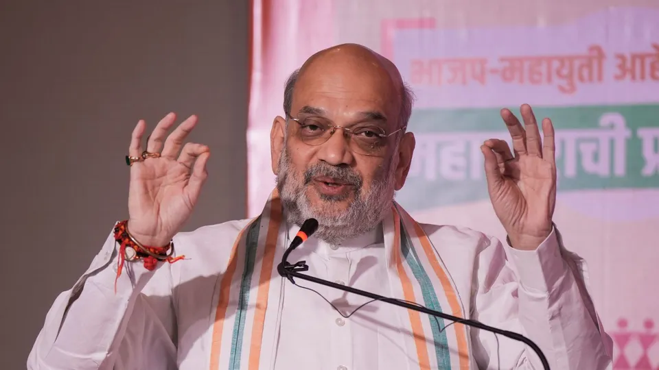 Union Minister and BJP leader Amit Shah during the release of party's manifesto for Maharashtra Assembly elections, in Mumbai, Sunday, Nov. 10, 2024.
