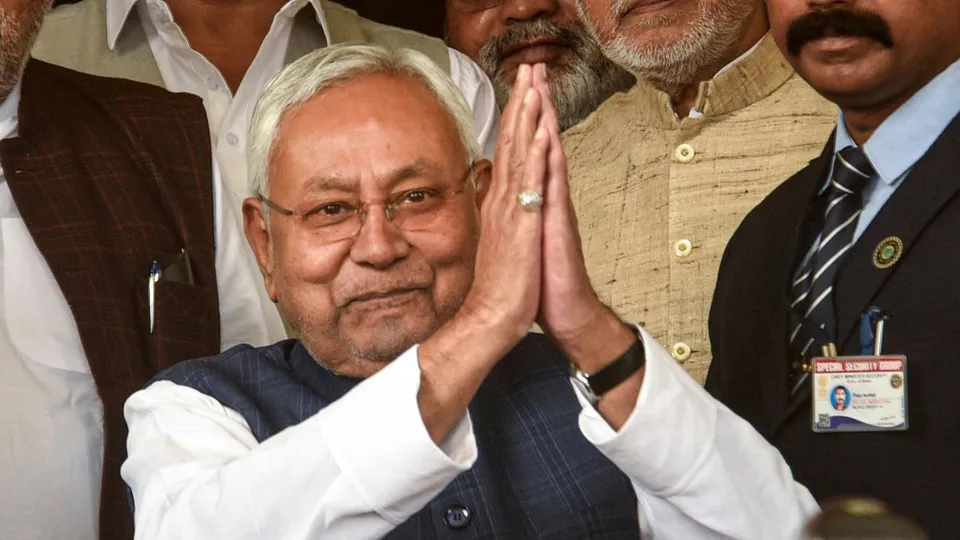 Bihar Chief Minister Nitish Kumar arrives on the first day of the Winter session of the State Assembly, in Patna, Monday, Nov. 25, 2024.