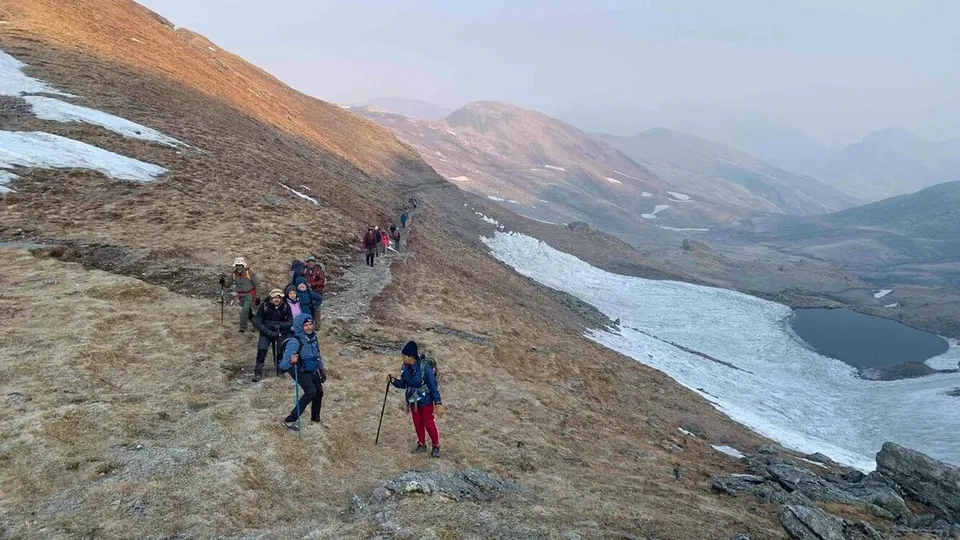 Trekkers on their way to Sahastra Tal (lake) in Uttarakhand’s Uttarkashi