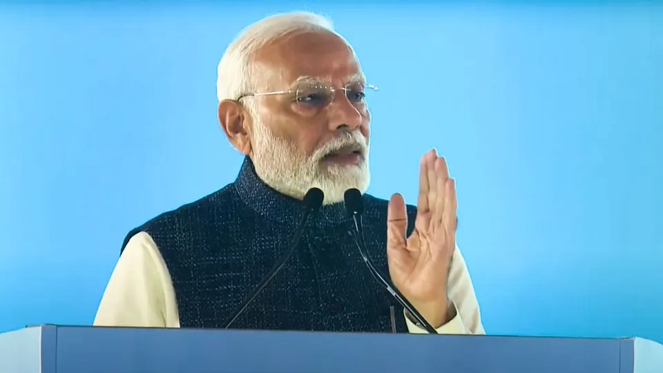 Prime Minister Narendra Modi speaks during a ceremony to dedicate to the nation the successful implementation of three new criminal laws, in Chandigarh, Tuesday, Dec. 3, 2024.