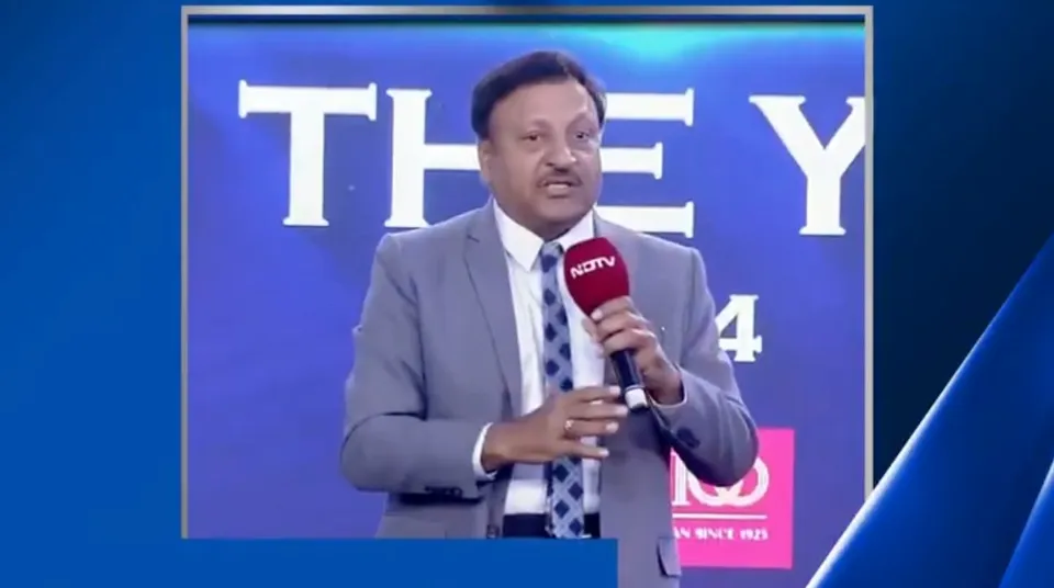 Rajiv Kumar speaking at the NDTV Indian of the Year 2024 on Friday, December 6, 2024.
