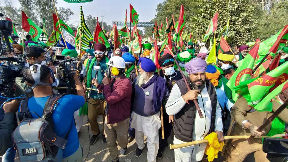 Protesting farmers during their foot march towards Delhi to press their various demands, including a legal guarantee for Minimum Support Price (MSP), at Shambhu Border, in Patiala district, Sunday, Dec. 8, 2024.