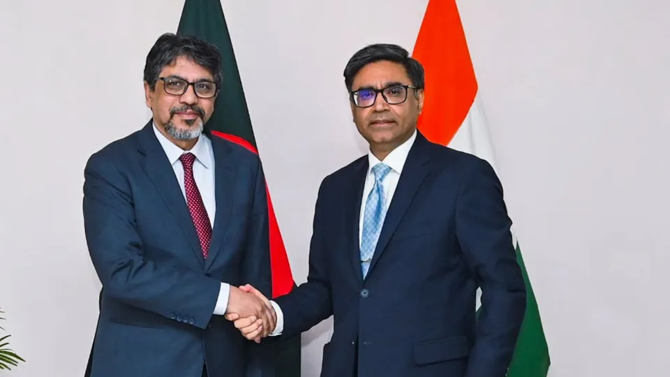 Foreign Secretary Vikram Misri during talks with his Bangladeshi counterpart Mohammad Jashim Uddin, in Dhaka, Monday, Dec. 9, 2024.