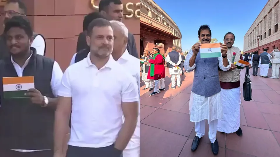 Rahul Gandhi Rajnath Singh Flag