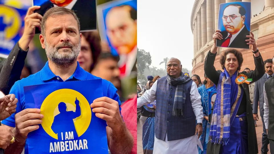 Rahul Gandhi Priyanka Gandhi Mallikarjun Kharge Ambedkar