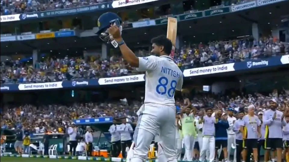 Nitish Kumar Reddy celebrate his maiden century against Australia at MCG