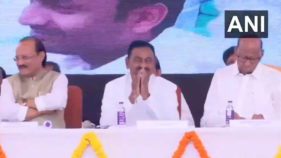 Ajit Pawar and Sharad Pawar share a stage on Thursday, Jan 23, 2025.