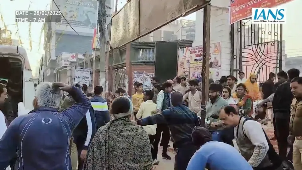 Several injured as a wooden platform collapses at Lord Adinath Nirvana Laddu Festival on Tuesday, Jan 28, 2025