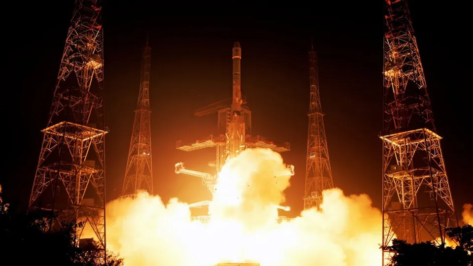 In this image posted by @isro via X on Jan. 29, 2025, ISRO's Geosynchronous Satellite Launch Vehicle (GSLV-F15) carrying navigation satellite NVS-02 lifts off from the Satish Dhawan Space Centre (SDSC) in Sriharikta, Andhra Pradesh.