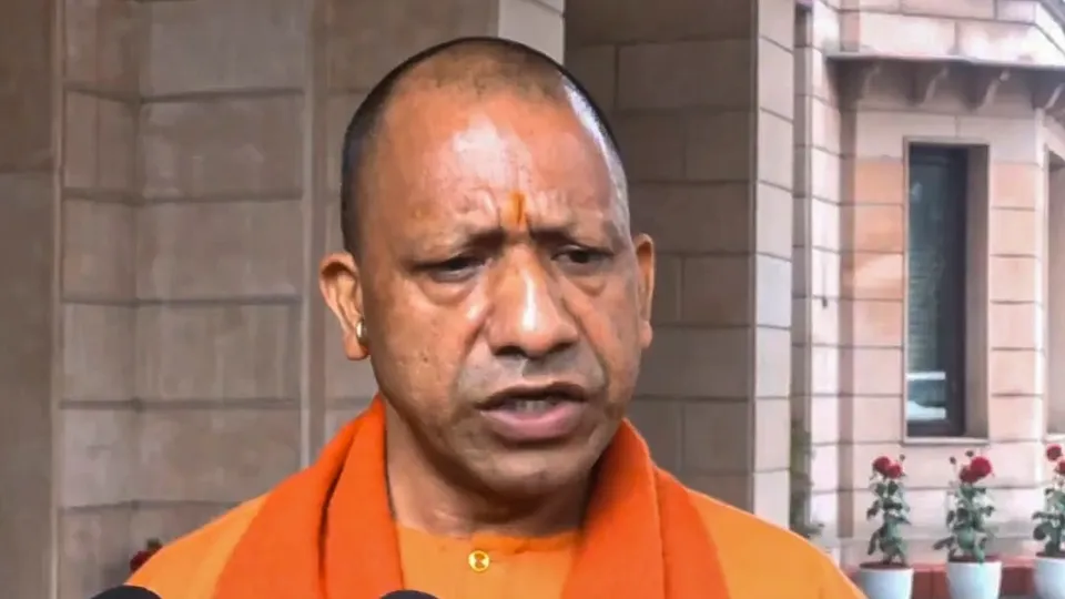 Yogi Adityanath speaks to the media after a stampede broke out on the Mauni Amavasya during the ongoing Mahakumbh, at the Sangam in Prayagraj on Wednesday, Jan 29, 2025.