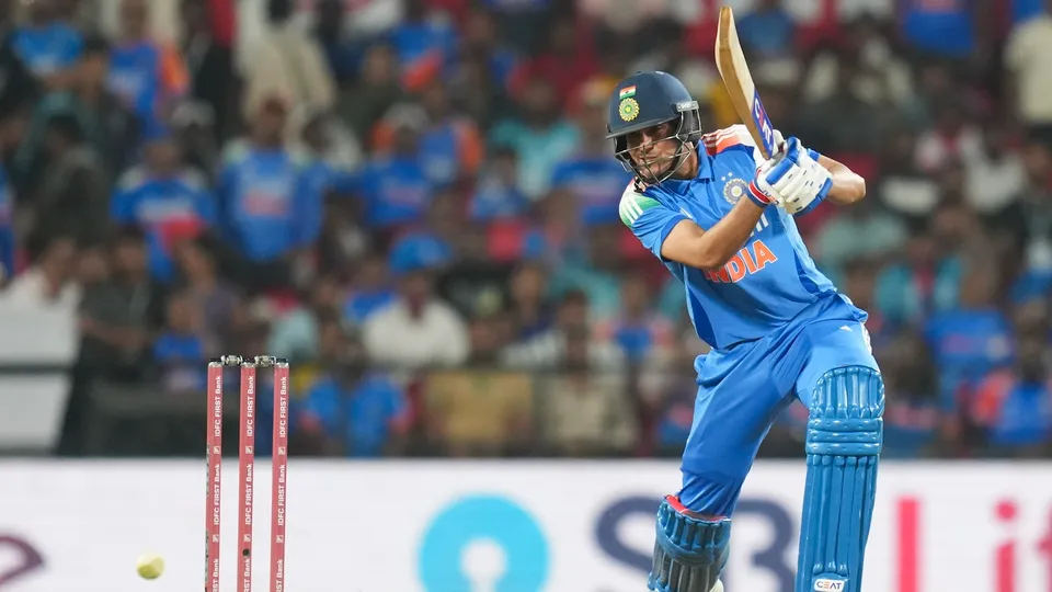 India's Shubman Gill plays a shot during the first One Day International (ODI) cricket match between India and England at Vidarbha Cricket Association (VCA) Stadium, in Nagpur, Maharashtra, Thursday, Feb. 6, 2025.