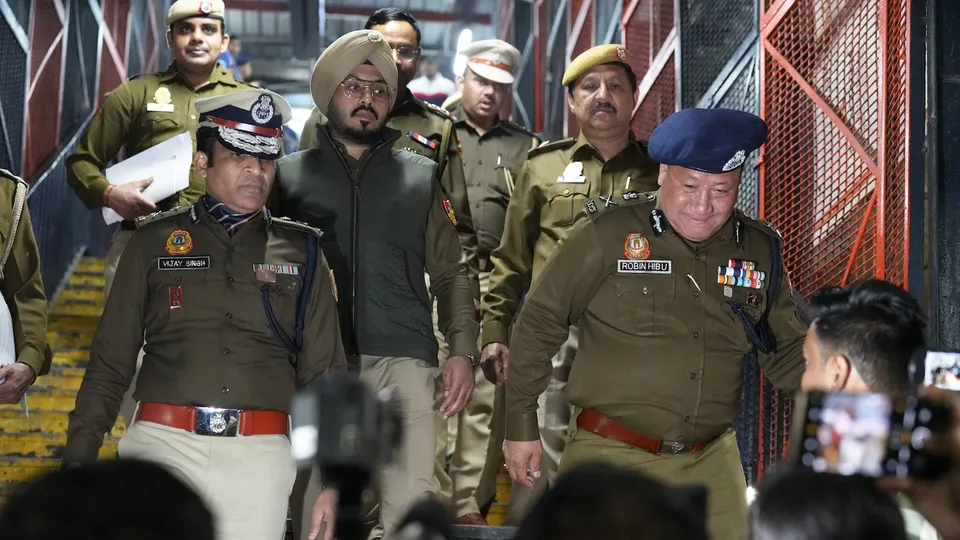 Robin Hibu, Special Commissioner in Delhi Police, and other senior officers at New Delhi Railway Station on Sunday, Feb 16, 2025.
