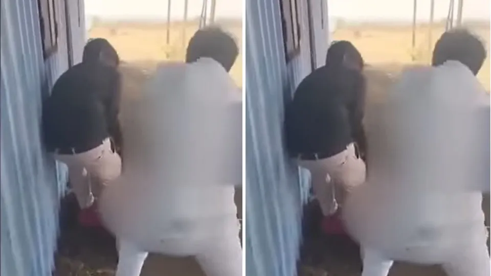 Beed man beating a person with bat image