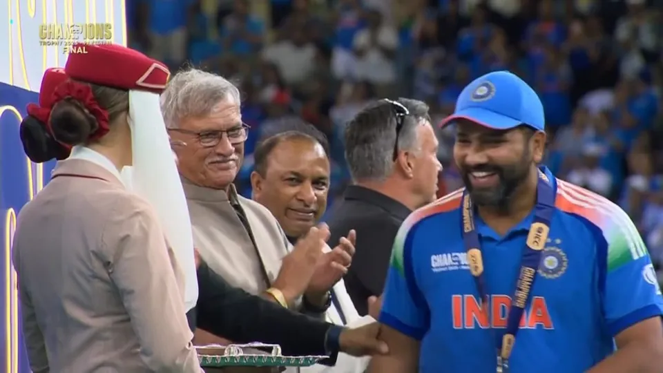 Rohit Sharma at Champions Trophy presentation ceremony in Dubai