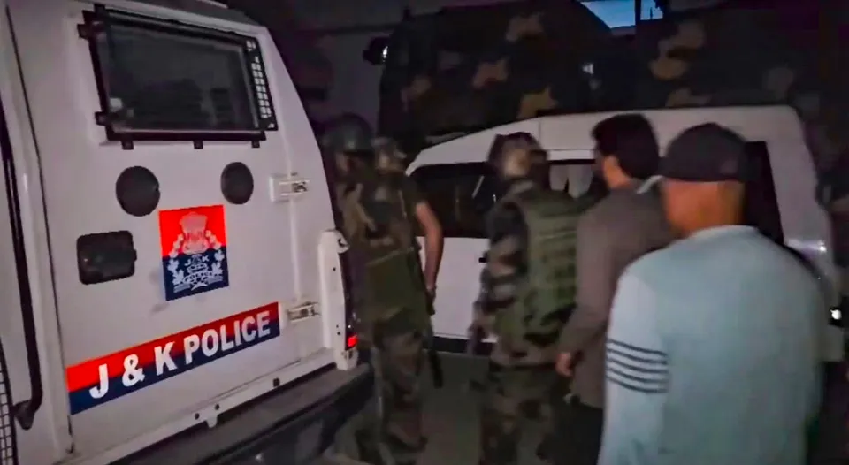 Security personnel during an encounter with terrorists, in Kathua district of Jammu and Kashmir, Sunday evening, March 23, 2025.