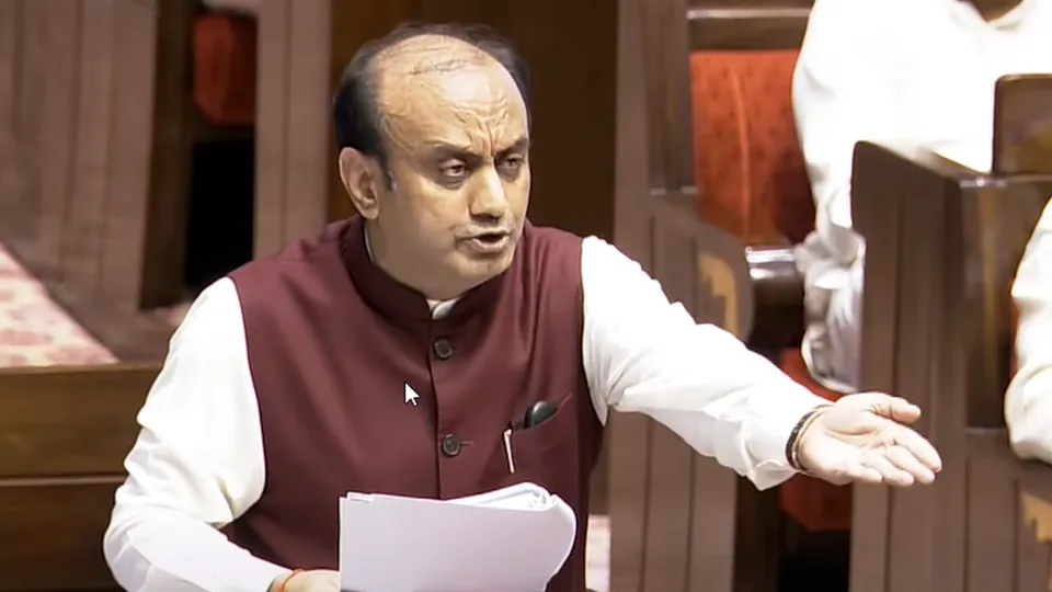 BJP MP Sudhanshu Trivedi speaks in the Rajya Sabha during the Budget session of Parliament on Thursday, April 3, 2025.