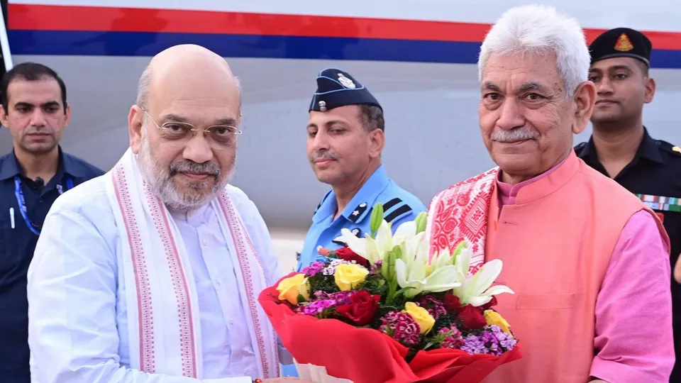 Amit Shah with J-K governor Manoj Sinha