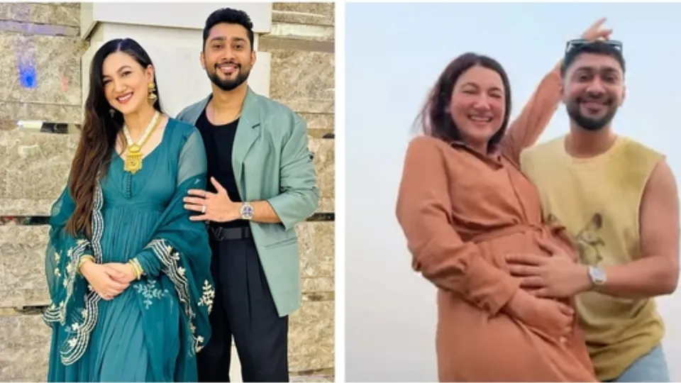 Gauhar Khan showing her baby bump