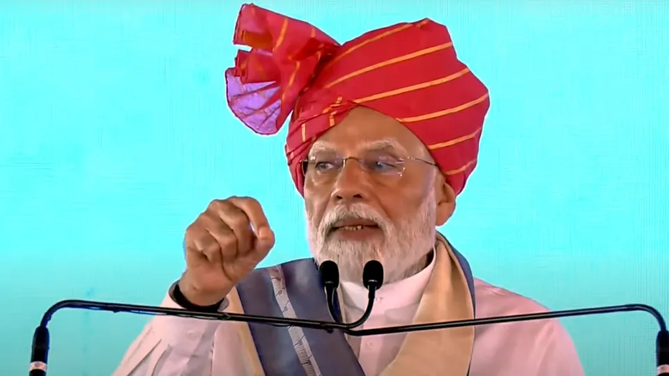 PM Narendra Modi speaking a gathering in Haryana