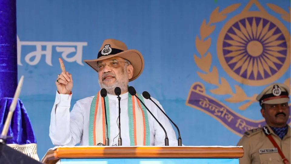 Union Home Minister Amit Shah addresses the Central Reserve Police Force's (CRPF) Raising Day parade, in Neemuch, Madhya Pradesh.