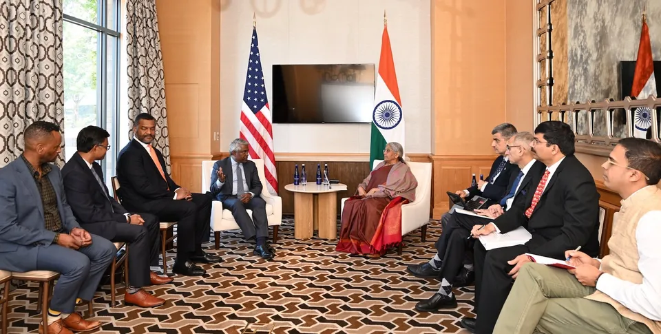 Nirmala Sitharaman meets Google Cloud CEO Thomas Kurian and his team, in San Francisco on Monday, April 21, 2025.