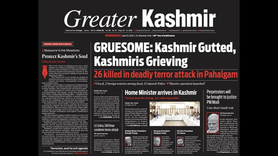 Pahalgam terror attack Greater Kashmir