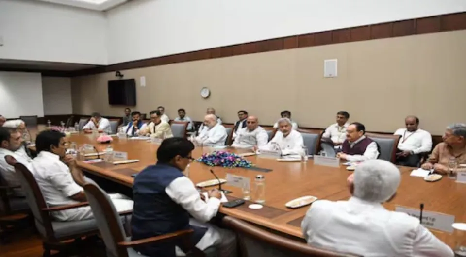Leaders across party lines during an all-party meeting convened by the Centre on the attack in New Delhi on Thursday, April 24, 2025.